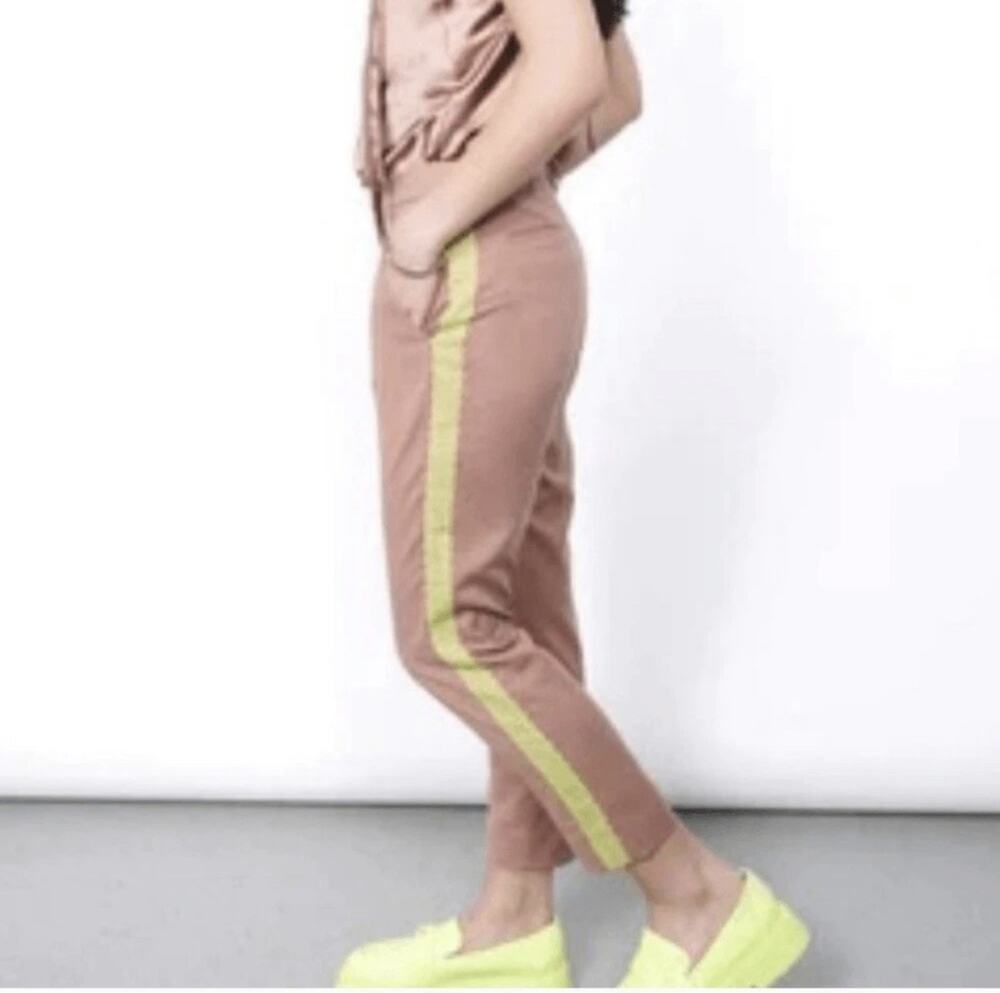 NEW Wildfang Empower Color Block Slim Fit Crop Pant Size 8 Rose Brown Neon NWT